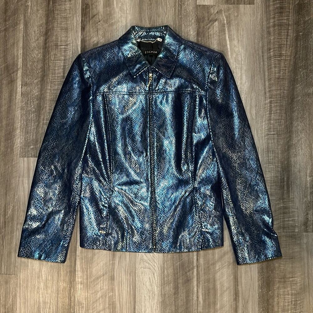 Escada Snakeskin Pig Suede Metallic Jacket - 38 (US 8)